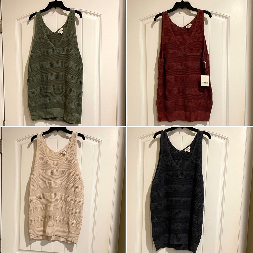a.n.a Women's Sleeveless Knit Sweater Tank - Olive, Rust, Cream, Navy